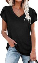Load image into Gallery viewer, 🌸 Women's V-Neck Petal Sleeve Summer T-Shirt – Elegant & Breezy