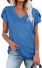 Load image into Gallery viewer, 🌸 Women's V-Neck Petal Sleeve Summer T-Shirt – Elegant & Breezy