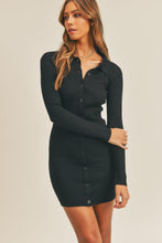 Load image into Gallery viewer, Button Up Ribbed Mini Shirt Dress – Ribbed Dress, Button-Up Shirt Dress, Mini Shirt Dress, Casual Shirt Dress, Versatile Shirt Dress