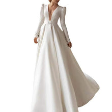 Load image into Gallery viewer, Ladies Style White Dress Satin Surface Was Thin And High French Temperament Dress Long Skirt