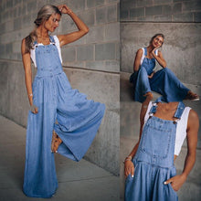 Load image into Gallery viewer, Women’s wide leg denim overalls