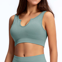 Load image into Gallery viewer, Seamless Ribbed Built Bra Tank Top – Women's Longline Workout Crop Top