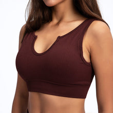 Load image into Gallery viewer, Seamless Ribbed Built Bra Tank Top – Women's Longline Workout Crop Top