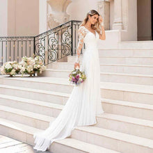 Load image into Gallery viewer, Sexy Backless Deep V-neck Wedding Dress Women White Evening Dress