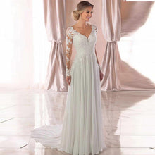Load image into Gallery viewer, Sexy Backless Deep V-neck Wedding Dress Women White Evening Dress