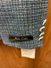 Load image into Gallery viewer, Moda Color Teal/White checkered Turkish Slim Fit Double Breasted Wool Suit