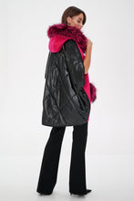 Load image into Gallery viewer, Saga®Furs Silver Fox Wool Alpaca Poncho Vest in Fuchsia