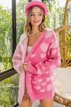 Load image into Gallery viewer, BiBi Heart Color Block V-Beck Knit Cardigan with Pockets