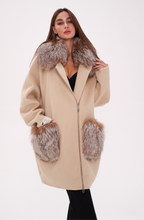 Load image into Gallery viewer, Saga®Furs Silver Fox Wool Alapca Coat