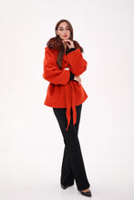 Load image into Gallery viewer, Saga®Furs Silver Fox Wool Alpaca Coat