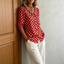 Load image into Gallery viewer, Women's Retro Polka Dot Three-Quarter Sleeve Loose Cardigan Shirt
