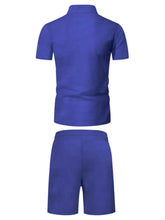 Load image into Gallery viewer, Men's Plus Size Zip Up Short Sleeve Top and Shorts Set