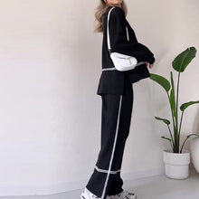 Load image into Gallery viewer, Women’s Solid Color Casual Two-Piece Set – Loose Top & Bootcut Pants Suit