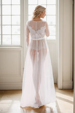 Load image into Gallery viewer, Elegant Sheer Lace Bridal Robe – Long-Sleeve See-Through Lingerie Gown