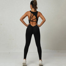 Load image into Gallery viewer, Yoga Jumpsuit V-shaped Back Design Sleeveless Fitness Running Sportswear Stretch Tights Pants For Womens Clothing