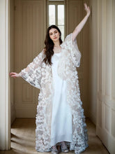 Load image into Gallery viewer, Ethereal 3D Floral Lace Bridal Robe โ Elegant Sheer Wedding Cover-Up