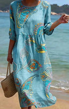Load image into Gallery viewer, Women's 3D Floral Print Long-Sleeve A-Line Dress – Crew Neck Loose Fit