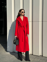 Load image into Gallery viewer, Astoria Classic Wraparound Wool Blend Overcoat in Red