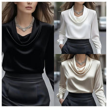 Load image into Gallery viewer, Elegant Satin Blouse - Women's Versatile Long Sleeve Shirt