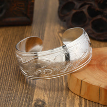 Load image into Gallery viewer, Big Elegant Luxury Amazing Classic Fashion Flower Metal Tibetan Indian Silver Vintage Retro Fashion Cuff Bracelet Bangle For Woman With Details of Animals