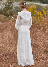 Load image into Gallery viewer, Romantic Floral Lace Hooded Bridal Robe Set – Long Sheer Lace Cover-Up with Satin Slip
