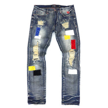 Load image into Gallery viewer, F1715 Frost Patchwork Denim Shredded Jeans - Dirt
