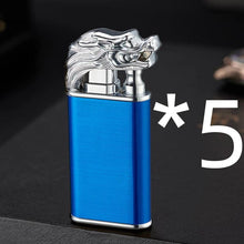 Load image into Gallery viewer, Mandotos Creative Blue Flame Lighter Dolphin Dragon Tiger Metal Windproof Double Flame Refillable