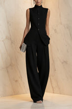 Load image into Gallery viewer, Women's Stand Collar Longline Vest Top & Wide-Leg Trousers Two-Piece Set