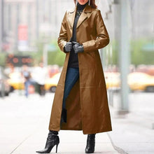 Load image into Gallery viewer, European and American women's leather coat long coat