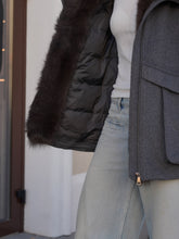 Load image into Gallery viewer, Rimini Genuine Fur Trim Wool Blend Parka in Graphite