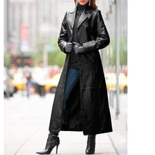 Load image into Gallery viewer, European and American women's leather coat long coat