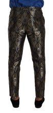Load image into Gallery viewer, Dolce & Gabbana Silver Gold Jacquard Men Trouser Dress Pants