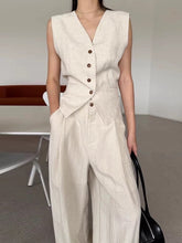 Load image into Gallery viewer, Drawstring Vest + Casual Wide-Leg Pants Two-Piece Set