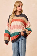 Load image into Gallery viewer, BiBi Stripes Color Block Chunky Sweater