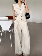 Load image into Gallery viewer, Drawstring Vest + Casual Wide-Leg Pants Two-Piece Set
