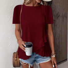 Load image into Gallery viewer, Women’s Casual Solid Color Short Sleeve Crew Neck Top