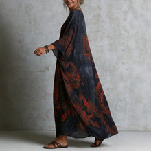 Load image into Gallery viewer, Women's Dragon Print Deep V-Neck Maxi Dress Beach Cover-Up