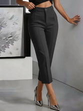 Load image into Gallery viewer, Women's High-Waisted Straight-Leg Pants – Drapey Cropped Fit