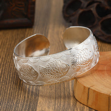 Load image into Gallery viewer, Big Elegant Luxury Amazing Classic Fashion Flower Metal Tibetan Indian Silver Vintage Retro Fashion Cuff Bracelet Bangle For Woman With Details of Animals