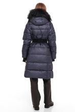 Load image into Gallery viewer, Cyrus Genuine Fur Trim Down Fill Coat in Navy