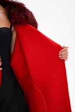 Load image into Gallery viewer, Saga®Furs Silver Fox Wool Alpaca Wraparound Coat