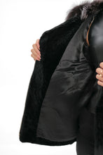 Load image into Gallery viewer, Bari Genuine Astrakhan Silver Fox Trim Coat