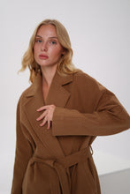 Load image into Gallery viewer, Cambridge Comfort Wraparound Wool Cashmere Coat in Dark Camel