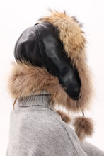 Load image into Gallery viewer, Genuine Racoon Fur Genuine Leather Hat