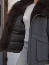 Load image into Gallery viewer, Rimini Genuine Fur Trim Wool Blend Parka in Graphite