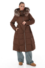 Load image into Gallery viewer, Genuine Silver Fox Fur Trim Down Coat