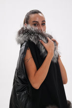 Load image into Gallery viewer, Saga®Furs Silver Fox Wool Alpaca Poncho Vest in Black