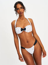 Load image into Gallery viewer, Olivea Polka Dot Black Bowtie Halter Bikini Top