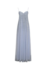 Load image into Gallery viewer, Wallie Baby Blue Rhinestone Embellished Mesh Backless Gown