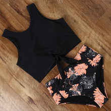 Load image into Gallery viewer, Modern High Waist Bikini Leopard Swimsuit Women Bikini Floral Swimsuit Set Two Piece Swimsuit For Women High Neck Bikini Push Up Swimwear Summer High Waisted Bathing Suit